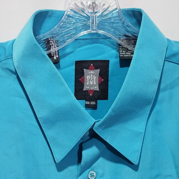 TM Exposure Men's Cyan Blue Long Sleeve Button-Up Dress Shirt Size 2XL EUC - Picture 2 of 4